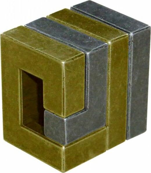 The Hanayama Cast Coil is a mechanical puzzle featuring a unique design with metallic components in gold and silver colors. The intricate shapes interlock and challenge the solver to discover the correct way to separate them. Ideal for puzzle enthusiasts looking for a stimulating activity.