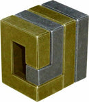 The Hanayama Cast Coil is a mechanical puzzle featuring a unique design with metallic components in gold and silver colors. The intricate shapes interlock and challenge the solver to discover the correct way to separate them. Ideal for puzzle enthusiasts looking for a stimulating activity.