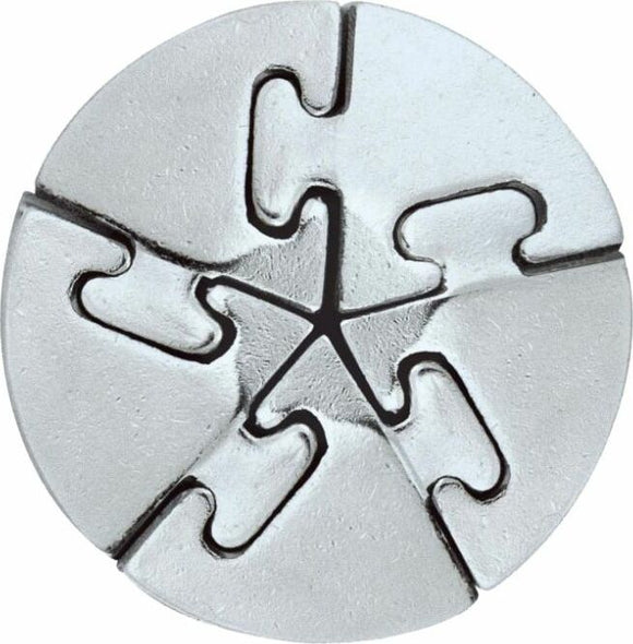 The Hanayama Cast Spiral is a unique mechanical puzzle featuring an intricate design with interlocking metal pieces shaped like a spiral. The polished silver finish and challenging mechanics make it a captivating brain teaser suitable for puzzle enthusiasts.