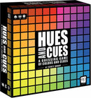 The game 'Hues and Cues' by USAopoly features a colorful box design with a grid of vibrant hues, showcasing a guessing game centered around colors and clues. The title is prominently displayed, indicating it's for players who enjoy fun and strategic gameplay. Ideal for family game nights or gatherings, it encourages creativity and connects players through color association.