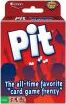 A colorful packaging of the card game 'Pit' by Winning Moves. The box features bold red and blue colors with the title prominently displayed at the center. The description highlights it as the 'all-time favorite card game frenzy', enticing players with a lively and fun atmosphere for game nights.