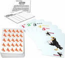 Deluxe Rook Card Game by Winning Moves featuring a deck of brightly colored cards with numbers and colors, a game rule sheet, and a scorekeeping pad for tracking points.