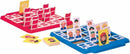 The Guess Who - Classic game by Winning Moves features two colorful playing boards: one red and one blue. Each board has rows of character cards with various faces. Players use questioning strategies to guess the opponent's chosen character, adding excitement and fun for families and friends.