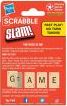 Scrabble Slam! by Hasbro is an exciting word game designed for quick play. The packaging features bold graphics with the game title prominently displayed in red. It invites players to compete in a fast-paced dice-like challenge to create words and score points. The back of the packaging provides game instructions and highlights its fun, competitive nature, ideal for family game nights or gatherings.