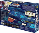 Pandemic Legacy: Season 1 game box displayed from the back. It features a colorful game board, character cards, and components. The box includes information about gameplay, showing how players can work together to combat global pandemics over multiple sessions. Descriptive graphics highlight the game’s cooperative mechanics and evolving storyline.