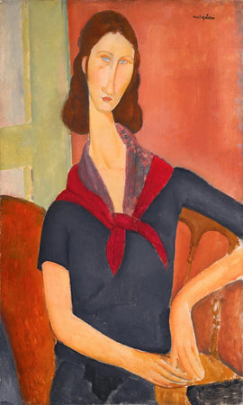 Painting of a woman with a red scarf