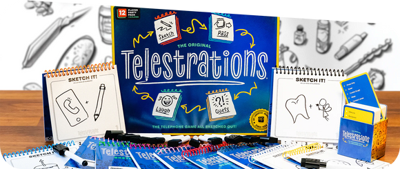 Telestrations unpacked.