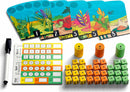 Dandilions game by Allplay features colorful game cards with numbers, a scoring sheet, and various game pieces including vibrant dice and markers designed for interactive play.