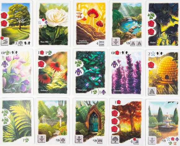Flourish - Signature Edition by Tabletop Tycoon is a vibrant card game featuring 16 beautifully illustrated cards. Each card showcases enchanting flora and picturesque landscapes, embodying a serene garden theme. Perfect for family game nights or casual gatherings, this game encourages strategic thinking and creativity as players engage with nature-inspired artwork.