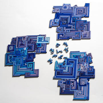 Example bismuth puzzles in various states of completion.