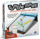 TumbleMaze by Blue Orange U.S.A. is a mechanical puzzle game featuring a gravity-powered maze. The game box displays vibrant graphics with a clear layout of the puzzle, showing colorful walls, a ball, and challenge cards. It emphasizes strategic placement of walls to guide the ball to its destination, suitable for players of all skill levels with 40 beginner to expert challenges.