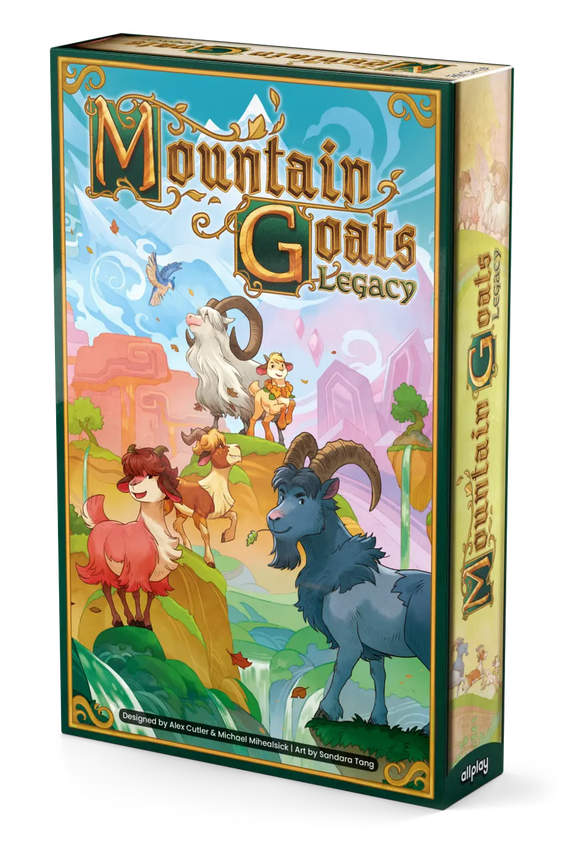 Mountain Goats legacy Box cover Multicolor goats on a mountainous backdrop