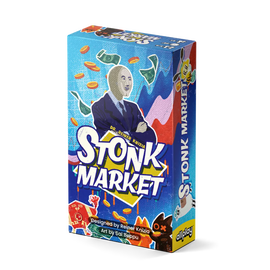 picture of Stonk Market card game box cover  Blue with money