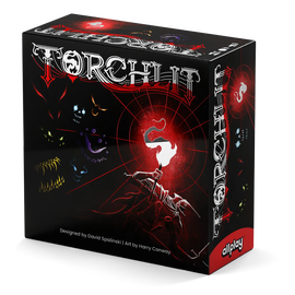 Torchlit trick taker bax cover Black with red and silver outlines