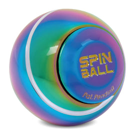 A zoomed in photo of the Multicolored metallic spin ball