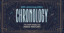 Chronology 20th Anniversary Edition game by Buffalo Games, featuring a vintage design with clocks and dates, emphasizing historical events in gameplay.