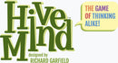 Hive Mind 2nd Edition game by Calliope, designed by Richard Garfield. The logo features the playful title 'Hive Mind' with a tagline 'The Game of Thinking Alike!' emphasizing collaboration and fun. The design includes vibrant colors and fun typography.
