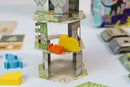 lower levels of cat and  the tower game in progress  with walls and cats on the 2nd level