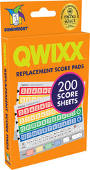 QWIXX Score Pads - 2 Pack by Gamewright features colorful score sheets designed for the popular dice game QWIXX. Each pad contains 200 score sheets, ideal for keeping track of points during gameplay. The design includes clearly marked sections for various scores, enhancing the gaming experience.