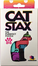 Cat Stax 2023 by Brainwright is a colorful mechanical puzzle featuring 48 unique cat-shaped pieces. The packaging showcases a vibrant design with a playful cat silhouette, perfect for puzzle enthusiasts looking for a fun and challenging experience.