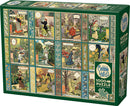 Jardiniere: A Gardener's Calendar jigsaw puzzle by Cobble Hill, featuring 12 beautifully illustrated panels depicting seasonal gardening scenes and activities throughout the year. The puzzle contains 1000 pieces and comes in a colorful box with a poster included.