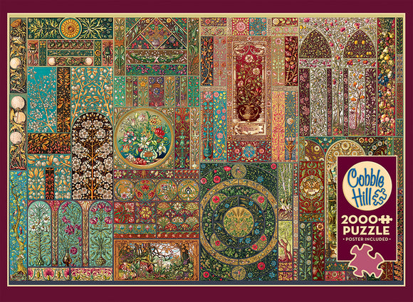 Anton Seder jigsaw puzzle by Cobble Hill featuring intricate and colorful floral designs. This 2000-piece puzzle comes with a poster included for reference. Ideal for puzzle enthusiasts and those who love beautiful artwork.