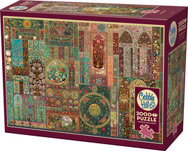 Box for the Anton Seder jigsaw puzzle by Cobble Hill featuring intricate artwork in vibrant colors. The puzzle contains 2000 pieces and comes with a poster. The design showcases floral motifs and ornamental patterns, perfect for puzzle enthusiasts.
