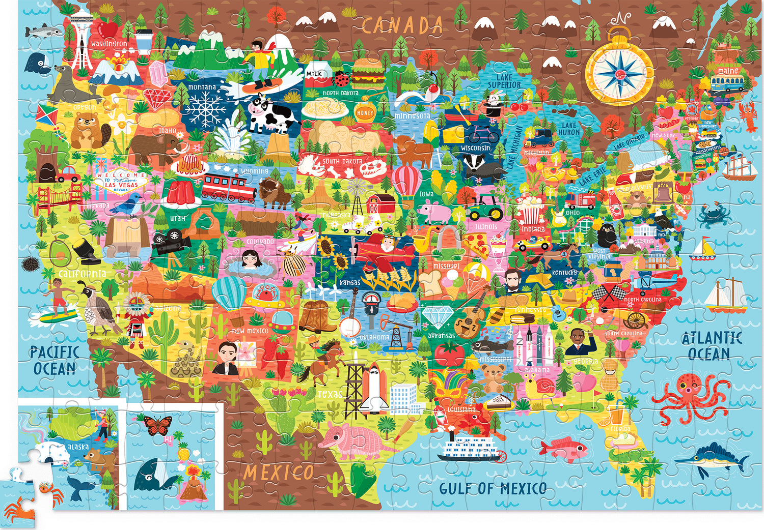 USA Shaped Jigsaw Puzzle by Crocodile Creek | EurekaPuzzles