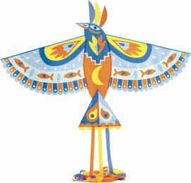 Vibrant Maxi Bird Kite designed by DJECO, featuring a colorful bird with intricate patterns in blue, orange, and yellow, ideal for outdoor fun and play.