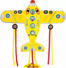 Vibrant Maxi Plane Kite by DJECO features a colorful airplane design with bright yellow body and decorative accents. Includes long, flowing ribbons in red and yellow for added style while flying. Perfect for outdoor play and encouraging imaginative adventures in the sky.