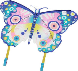 Colorful Maxi Butterfly Kite by DJECO featuring a vibrant butterfly design with pink and blue patterns. Ideal for outdoor fun and kite flying activities. Durable and easy to assemble.