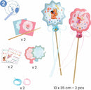 The Nymphea Multi Activity Kit by DJECO includes decorative wands with colorful fairy designs, a variety of craft materials, and instructions for creative play. Each wand showcases whimsical characters against a charming background. Ideal for imaginative fun, this kit promotes hands-on crafting.