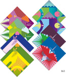 DJECO Dinosaur Origami DIY kit featuring vibrant, patterned papers for folding. The kit includes colorful sheets with playful dinosaur designs, fostering creativity and fine motor skills in children.