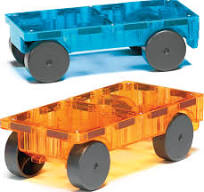 Magna-Tiles Cars: 2 Piece Set (Blue/Orange) - 0