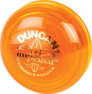 A bright orange Duncan Yo-Yo Imperial with a shiny finish, featuring the Duncan logo and the word 'Imperial' elegantly printed in gold. This classic yo-yo is designed for both beginners and experienced players, offering smooth performance and fun tricks.