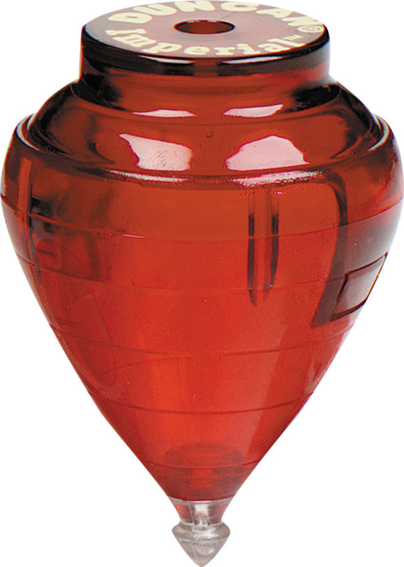The Imperial Spin Top by Flambeau Products is a vibrant red plastic spinning top featuring a sleek aerodynamic design. Its glossy finish reflects light, showcasing a smooth surface that's perfect for achieving maximum spin. Ideal for both children and adults, this classic toy promises hours of fun and entertainment, whether it's spinning in competitions or simply being a nostalgic collectible.