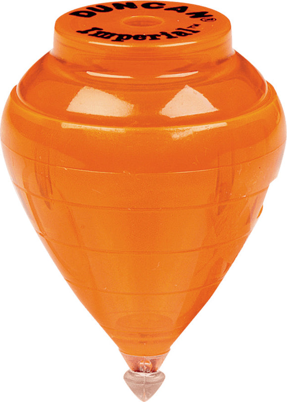 The Imperial Spin Top is a bright orange spinning toy with a smooth, rounded design, ideal for engaging play and mesmerizing spinning performance. Made by Flambeau Products, this classic toy features a sturdy base and is perfect for kids and adults alike, offering endless fun.