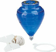 The Imperial Spin Top by Flambeau Products features a vibrant blue color and a classic design, perfect for hours of spinning fun. The image showcases the spin top alongside a white ring and a spool of string, ideal for easy play. This toy is perfect for kids and nostalgic adults alike, offering a tactile and engaging experience.