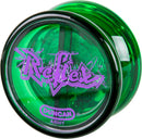 Bright green Reflex Auto Return Yo-Yo by Duncan featuring a playful purple logo. This yo-yo automatically returns, making it perfect for beginners and skilled players alike.