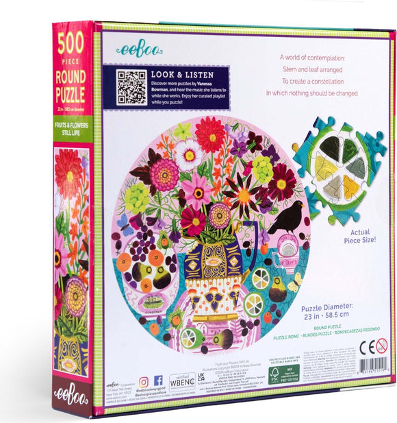 Fruits & Flowers Still Life (500 piece round puzzles)