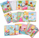 A Busy Day Create a Story Cards by Eeboo includes colorful illustrated cards featuring charming animal characters in various scenes. The set encourages creativity and storytelling, with cards depicting animals engaging in everyday activities. The packaging shows the title and includes a brief description. Ideal for children aged 3 and up, this set promotes imaginative play and narrative skills.