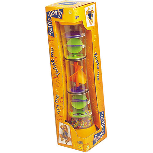 The Twirly Whirly by Halilit is a colorful, interactive sensory toy featuring three transparent tubes filled with vibrant balls and multiple spinning elements. When shaken, the colorful balls cascade and create a mesmerizing movement, promoting visual stimulation and fun for children.