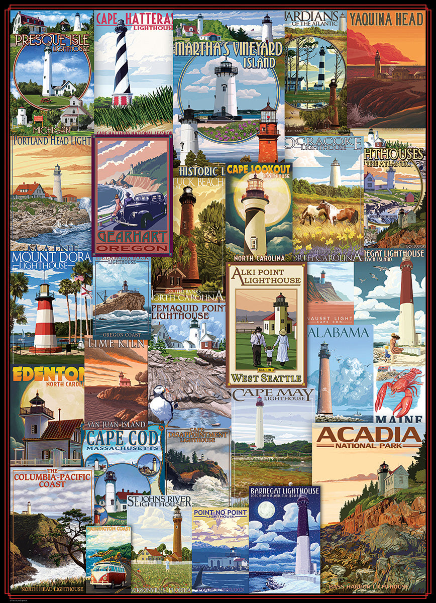 Lighthouses Vintage Posters 1000-piece Puzzle