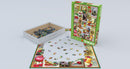 Eurographics Vegetables Seed Catalogue jigsaw puzzle featuring a vibrant array of vegetables and seed packets on a colorful backdrop. The puzzle is partially assembled, with scattered pieces in a box and an image of the completed puzzle shown on the table. This 1000-piece puzzle offers a delightful challenge for puzzle enthusiasts.