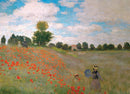 A jigsaw puzzle featuring Claude Monet's 'The Poppy Field', depicting vibrant red poppies in a grassy landscape with figures enjoying the scene under a blue sky.