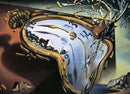 Illustration of a melting clock from Salvador Dali's art, featuring surreal elements like broken clock numbers and a serene landscape in the background. This jigsaw puzzle captures a moment of fantasy and imagination, inviting puzzlers to engage with both art and creativity.