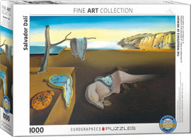 Eurographics The Persistence of Memory jigsaw puzzle featuring the iconic surrealist painting by Salvador Dalí. This 1000-piece puzzle showcases melting clocks in a dreamlike landscape, perfect for art lovers and puzzle enthusiasts.