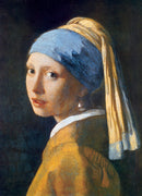 Girl with the Pearl Earring jigsaw puzzle by Eurographics, featuring the famous painting that depicts a young girl in a blue and yellow attire with a pearl earring, intricately designed for puzzle enthusiasts and art lovers.