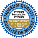 A round seal displaying 'Museum Quality' and 'Officially Licensed' with a blue and gold color scheme. The seal emphasizes premium reproduction quality, making it ideal for collectors and enthusiasts searching for licensed jigsaw puzzles.