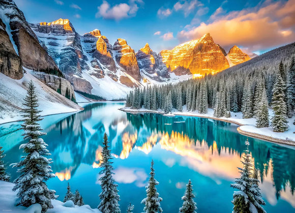 Lake Moraine in Winter 1000-Piece Puzzle